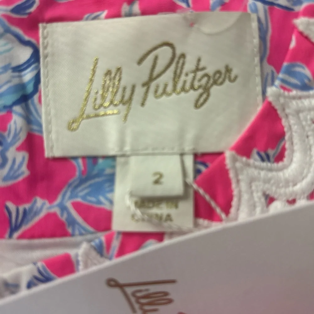 Lilly Pulitzer Ginge Shift Romper Dress Roxie Pink Wave N Sea Size 2 NEW - Picture 4 of 6